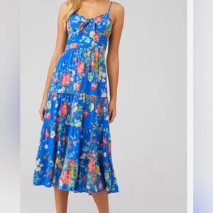 Yumi Kim Vibrant Floral Blue Midi Skirt